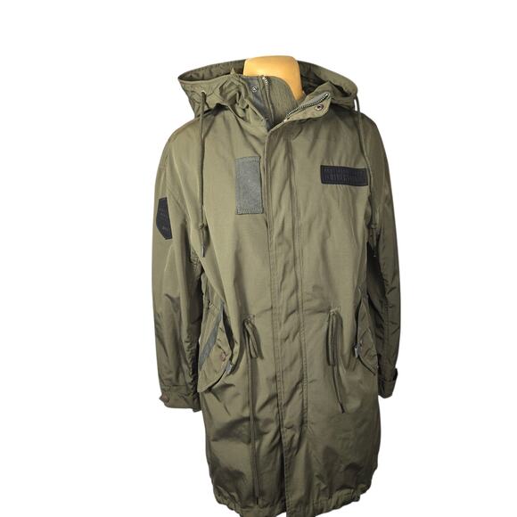 BKBT Bunker Buster 95 M Military Fishtail Jacket Olive Green Hood Streetwear - Picture 1 of 16